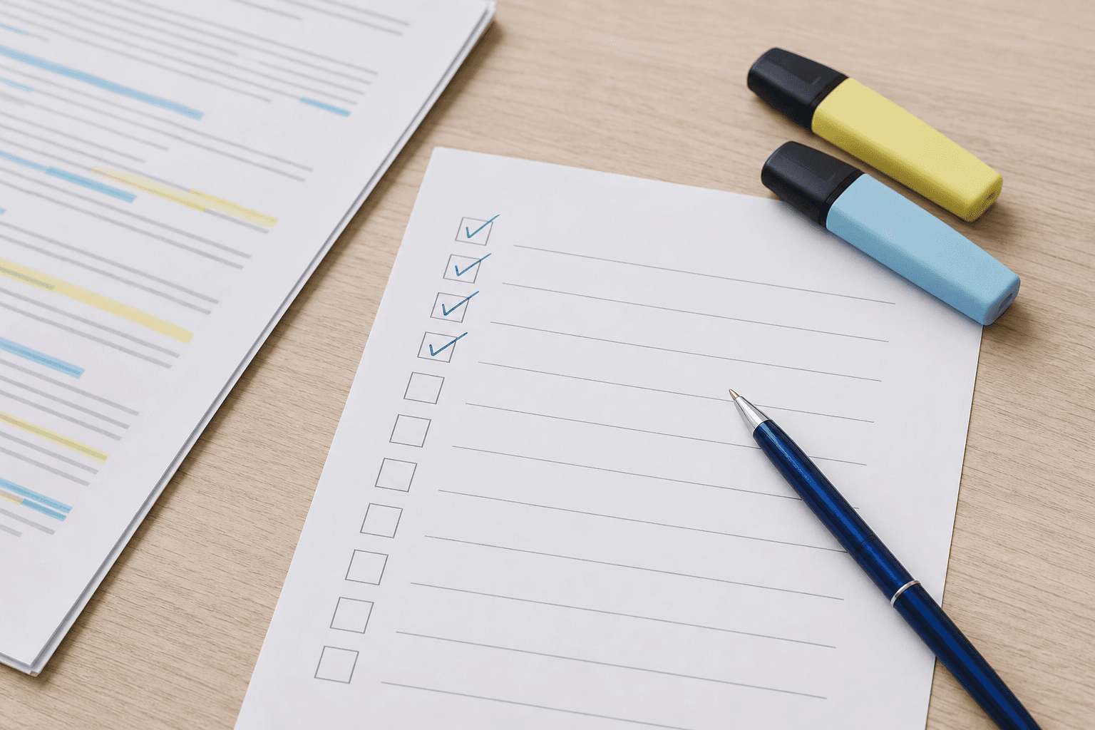 Checklist com disciplinas e tópicos de um edital verticalizado
